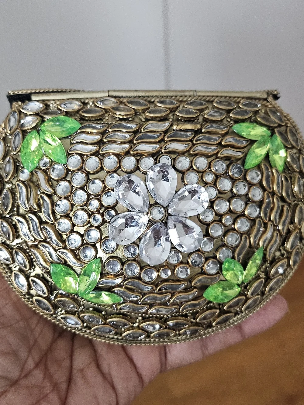 Embellished Green Crystal Evening Clutch